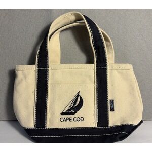 Cuffy's  Of Cape Cod Small Tote Bag  Purse w Navy Straps Costal New England Vibe